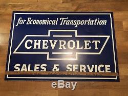 Vintage Sign Chevrolet Tin Double Sided 1930s Dealer 2' X 3' Authentic