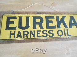 Vintage Sign Eureka Harness Oil Tin Sign ca. 1920s Original