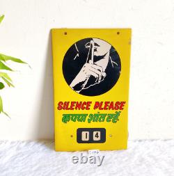 Vintage Silence Please Calendar Litho Tin Sign Board Rare Collectibles S107