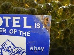 Vintage Smoky Mountains Hotel Association Sign Tin Metal Plaque Oil Gas Service