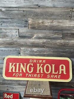 Vintage Soda Sign King Kola Soda Stout Sign Company Embossed Tin Sign
