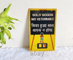 Vintage Sold Goods Not Returnable Calendar Tin Sign Board Rare Collectibles S104