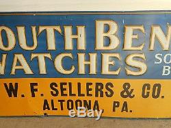 Vintage South Bend Watch/pocket Watches Embossed Tin Sign