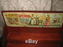 Vintage Splendid Furniture Polish Tin Litho Advertising Sign & Display c1900