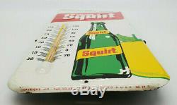 Vintage Squirt Soda Tin Thermometer Original Store Sign Embossed Working 1971