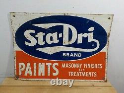 Vintage Sta-dri Paints 28 X 20 Construction Masonry Store Embossed Tin Sign