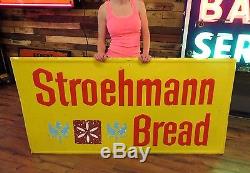Vintage Stroehmann Bread Metal Tin Embossed Sign General Store Advertising