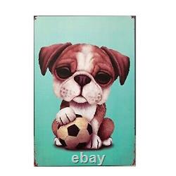 Vintage Style Bull Dog with Football classic Decorative Tin Sign Wall Art 12 x 8