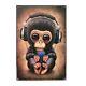 Vintage Style Headphones Monkey Decorative Tin Sign Wall Art 12 X 8