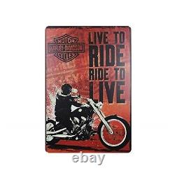 Vintage Style Motorcycle Club Live to Ride Decorative Metal Tin Sign Wall Sign
