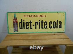 Vintage Sugar Free Diet-rite Cola 32 X 12 Soda Bottle Embossed Tin Sign