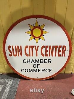 Vintage Sun City Center Florida tin sign Chamber Of Commerce Road Traffic 30