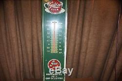 Vintage Sun Drop Tin Metal GOLDEN GIRL COLA Thermometer Coffee Cup Sign