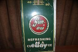 Vintage Sun Drop Tin Metal GOLDEN GIRL COLA Thermometer Coffee Cup Sign