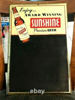 Vintage Sunshine Beer Metal Toc Tin Over Cardboard Chalkboard Sign Reading Pa