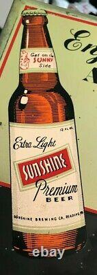 Vintage Sunshine Beer Metal Toc Tin Over Cardboard Chalkboard Sign Reading Pa