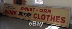 Vintage Sweet-Orr Work Clothes Overalls Blue Jeans 16 foot Headquarters Sign Tin