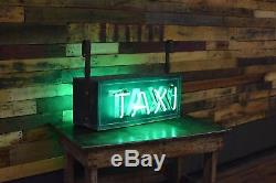 Vintage TAXI 2 sided Neon tin sign Transportation Automobilia Original Americana