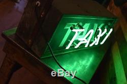 Vintage TAXI 2 sided Neon tin sign Transportation Automobilia Original Americana