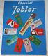 Vintage Tobler Toblerone Chocolate Tin Litho Sign 1950's Swiss