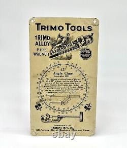 Vintage TRIMO TOOLS Tin Advertising Sign Pipefitter Pipewrench Plumber Early