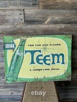 Vintage Teem Soda Advertising Tin Embossed Sign