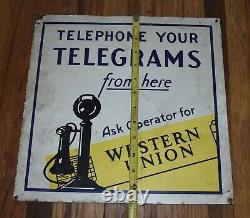 Vintage Telephone your Telegrams from here WESTERN UNION tin Advertising SIGN