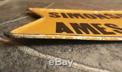 Vintage Tin Advertising Arrow Sign 20 Inches Simonson Ames Co. Plaza HTF Metal