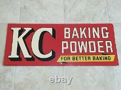Vintage Tin Advertising KC Baking Powder Sign 28 X 11 3/4 Great Condition