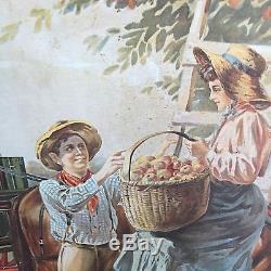 Vintage Tin Advertising Sign HICKMAN-EBBERT WAGON CO. 1906 Apple Tree LARGE