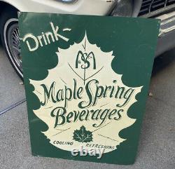 Vintage Tin Advertising Sign Maple Spring Beverages Soda Pop