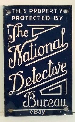 Vintage Tin Advertising Sign Property Protected By National Detective Bureau