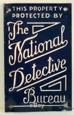 Vintage Tin Advertising Sign Property Protected By National Detective Bureau