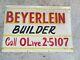 Vintage Tin Beyerlein Builders Frankenmuth Beer Sign Fb Co Detroit Mi Michigan