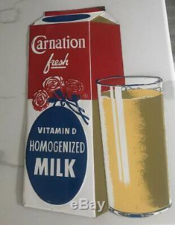 Vintage Tin Carnation Milk Sign GAS OIL SODA COLA DAIRY three Dimensional