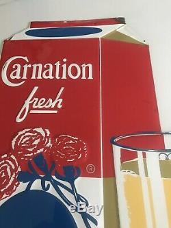 Vintage Tin Carnation Milk Sign GAS OIL SODA COLA DAIRY three Dimensional