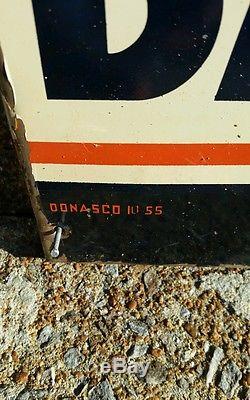 Vintage Tin DELCO Batteries Sign gas pump oil can