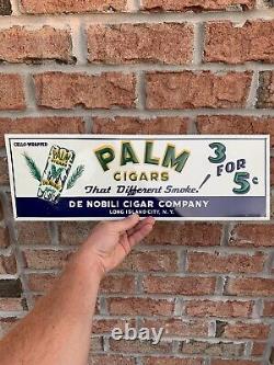 Vintage Tin Embossed Palm Cigars Sign (Long Island City, New York)