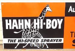 Vintage Tin Hahn Hi Boy Tractor Trailer Sprayer Advertising Sign Indiana Giraffe