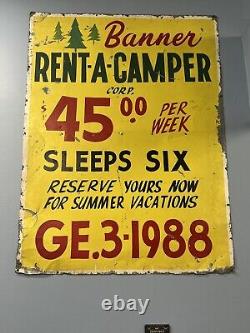 Vintage Tin Hand Painted Camper Sign