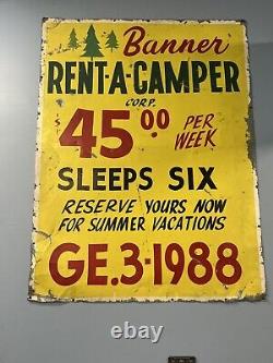 Vintage Tin Hand Painted Camper Sign