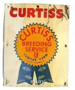 Vintage Tin Metal Advertising Curtiss Breeding Service Farm Sign Cary Illinois