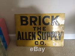 Vintage Tin Metal BRICK Embossed Sign The Allen Company Kentucky Rare Constructi
