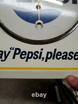 Vintage Tin Metal Pepsi Soda Advertising Thermometer Sign. Near mint 9x9