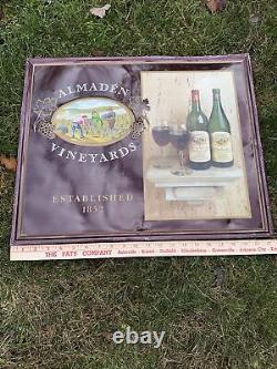 Vintage Tin Metal Sign Almaden Vineyards 21 X 17 Inch Approximately