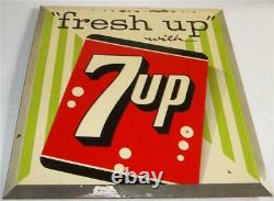 Vintage Tin Over Cardboard Fresh Up 7 up Sign RARE