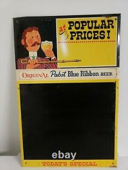 Vintage Tin Pabst Blue Ribbon Chalkboard Beer Sign PBR Metal Milwaukee WI Rare