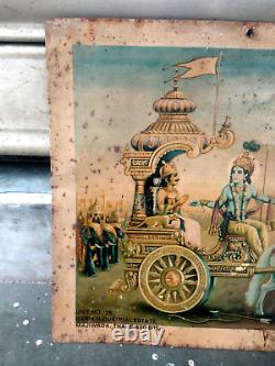 Vintage Tin Sign Amit Metal Printers Mahabharat War Sean Krishna Sarathi Arjun
