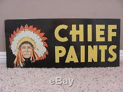 Vintage Tin Sign Chief Paints Hardware Store Houck Paint Original Signs