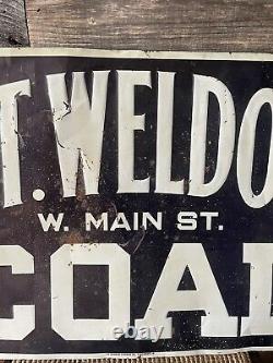 Vintage Tin Tacker Embossed Coal Sign N. T. Weldon Coal Sign
